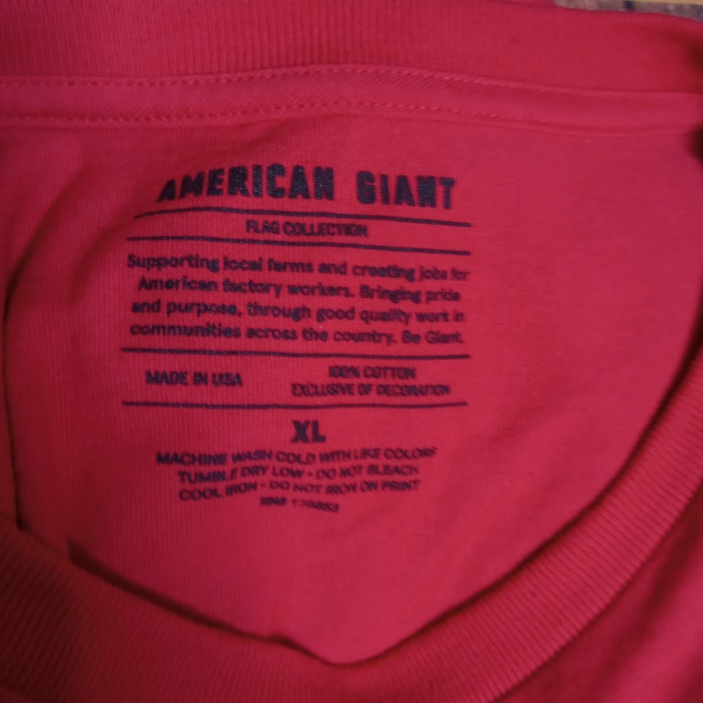 American‎ Giant Men's Short Sleeve Crew Neck T-Shirt Size XL Red Made in USA - Picture 3 of 5